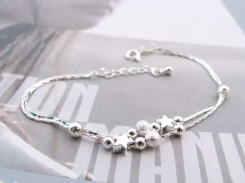 Sexy and Sassy Fashion 925 Sterling Silver Beads Star Charm Bracelets imported filled Jewelry