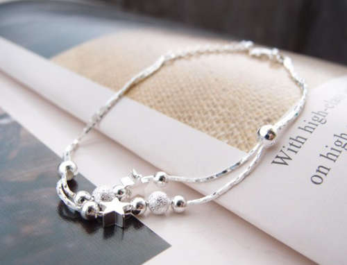 Sexy and Sassy Fashion 925 Sterling Silver Beads Star Charm Bracelets imported filled Jewelry