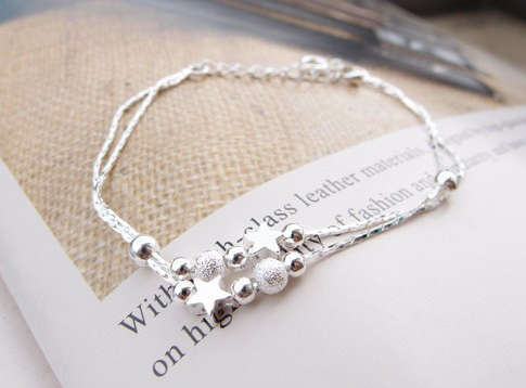 Sexy and Sassy Fashion 925 Sterling Silver Beads Star Charm Bracelets imported filled Jewelry