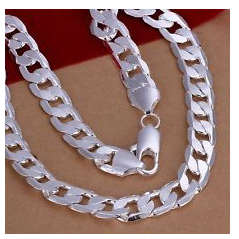 10mm Awesome 925 Sterling Silver Unisex Neck Chain Imported filled jewelry