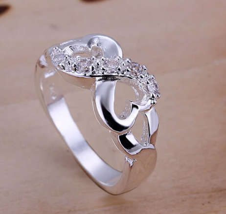 Dainty & Sexy Swarovski Crystals in 925 Sterling Silver Infinity Ring Imported Filled Jewelry