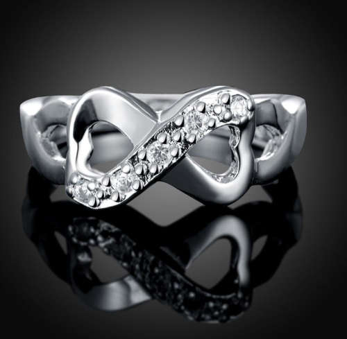 Dainty & Sexy Swarovski Crystals in 925 Sterling Silver Infinity Ring Imported Filled Jewelry