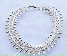 Elegant 925 Sterling Silver Fish Bone Bracelet Imported Filled Jewelry