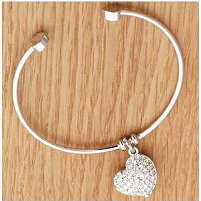 Dazzling Sim Diamonds Set in 925 Sterling Silver Bangle Imported Filled Jewelry