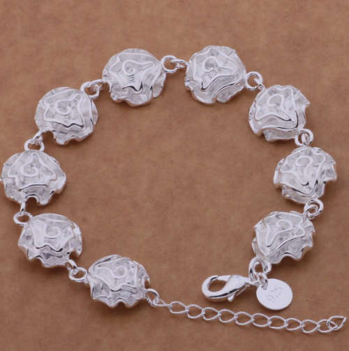 Dazzling Imported 925 Sterling Silver Rose Bracelet Imported Filled Jewelry