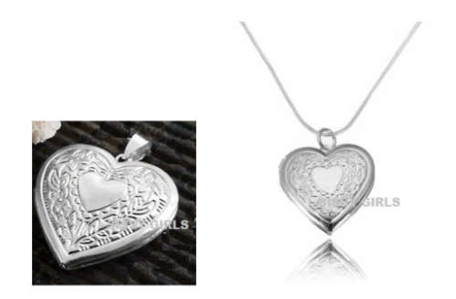 Sparkling Heart Shape Locket with 925 Sterling Silver Imported Filled Neck Chain