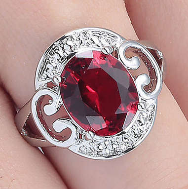 Attractive Sim Red Garnet Set in 925 Sterling Silver Ring  Imported Filled Jewelry