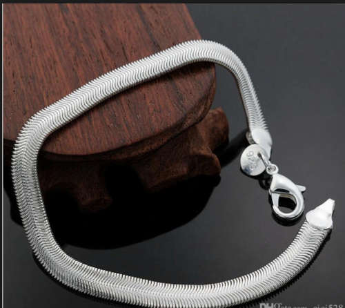 Gorgeous  925 Sterling Silver Fishbone Bracelet Imported Filled Jewelry