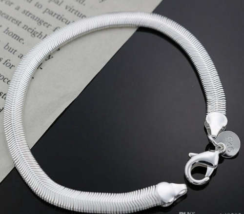 Gorgeous  925 Sterling Silver Fishbone Bracelet Imported Filled Jewelry