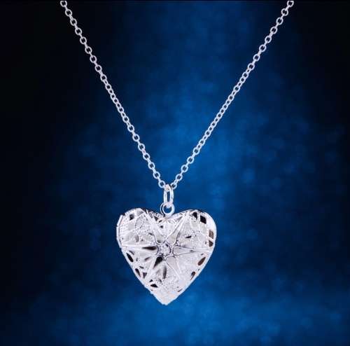 Sparkling Heart Shape Locket with 925 Sterling Silver Imported Filled Neck Chain