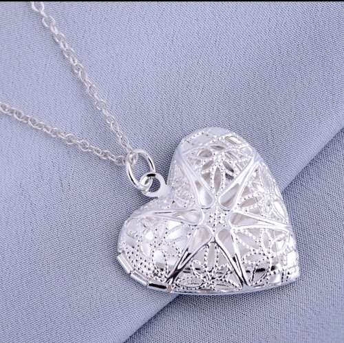 Sparkling Heart Shape Locket with 925 Sterling Silver Imported Filled Neck Chain