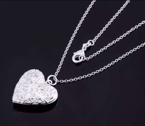 Sparkling Heart Shape Locket with 925 Sterling Silver Imported Filled Neck Chain