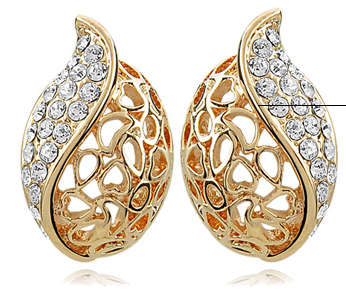 Sparkling Diamante Set in 9ct Yellow Rolled Gold Imported  Earrings