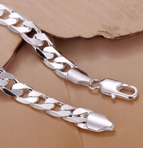 10mm Awesome 925 Sterling Silver Unisex Neck Chain Imported filled jewelry