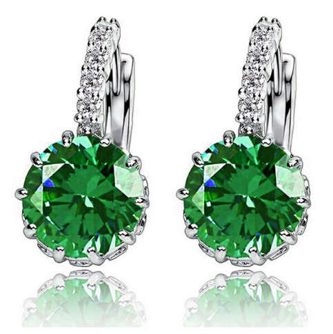 Gorgeous   Cr. Green Amethyst Set in 925 Sterling Silver Earrings Imported Filled Jewelry