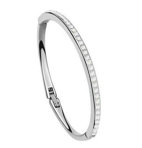 Unusual Diamante Set in 18ct Platinum Gold Bangle Imported Filled Jewelry