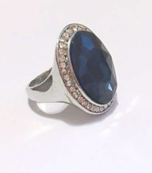 **Wow** Cr. Blue Sapphire in 925 Sterling Silver Imported Filled Ring