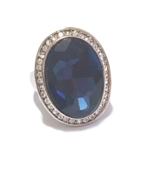 **Wow** Cr. Blue Sapphire in 925 Sterling Silver Imported Filled Ring