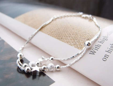 Sexy and Sassy Fashion 925 Sterling Silver Beads Star Charm Bracelets imported filled Jewelry