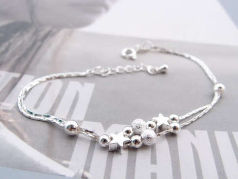 Sexy and Sassy Fashion 925 Sterling Silver Beads Star Charm Bracelets imported filled Jewelry