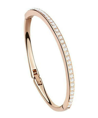 Unusual Diamante Set in 18ct Yellow Gold Imported Filled Bangle/Bracelet