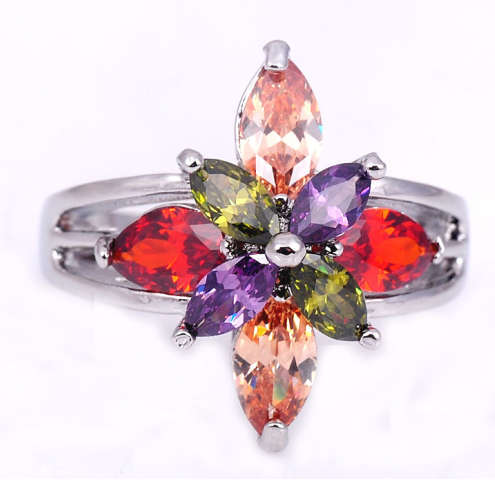 Adorable Multi Color Cr Topaz Set in 925 Sterling Silver Imported Filed Ring