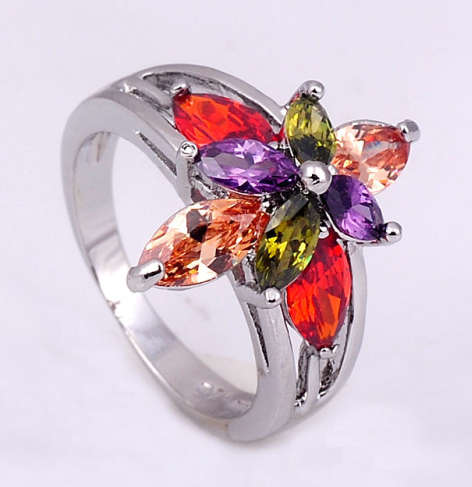 Adorable Multi Color Cr Topaz Set in 925 Sterling Silver Imported Filed Ring