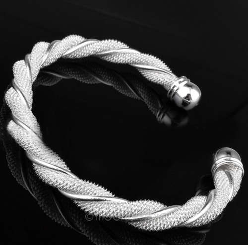 Adorable 925 Sterling Silver Open Cuff Bangle Imported Filled Jewelry