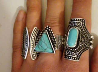Dazzling 3x Turquoise Gemstone Imported Silver  Rings