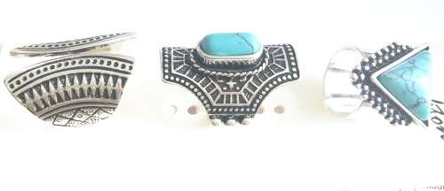 Dazzling 3x Turquoise Gemstone Imported Silver  Rings