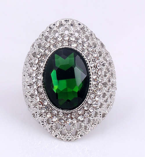 Shimmering Cr Green Emerald in 925 Sterling Silver Filled Imported Ring