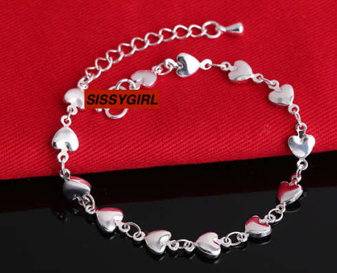 Amazing 925 Sterling Silver Petite Heart Shape Bracelet Imported Filled Jewelry