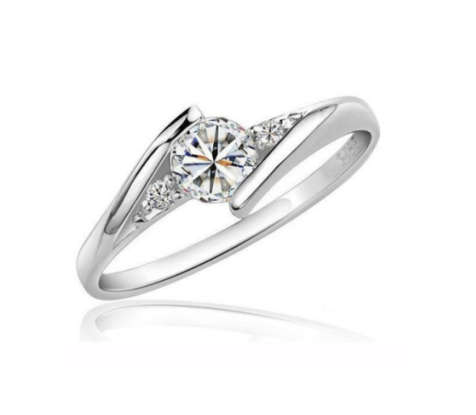 Amazing Diamante Set in 925 Sterling Silver Imported Filled Ring