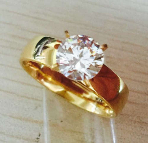 Fancy Sim Diamond Set in 14ct Yellow Gold Filled Imported Ring