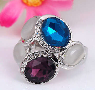 Precious Multi Color Gemstones Set in 925 Silver Imported Filled Ring
