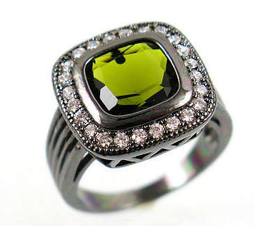 Elegant Unisex Sim Amethyst Set in 14ct Black Gold Imported Filled Wedding Ring