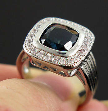 Fancy Cr Sapphire Set in 925 Sterling Silver Imported Filled Ring