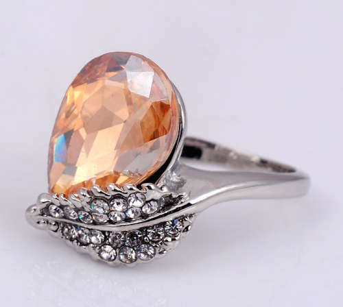 Flashing Teardrop Cr Citrine Set in 925 Sterling Silver Imported Filled Ring