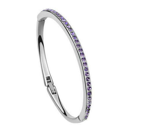 Posh Cr Purple Amethyst Set in 14ct Platinum Gold Filled Bangle/Bracelet