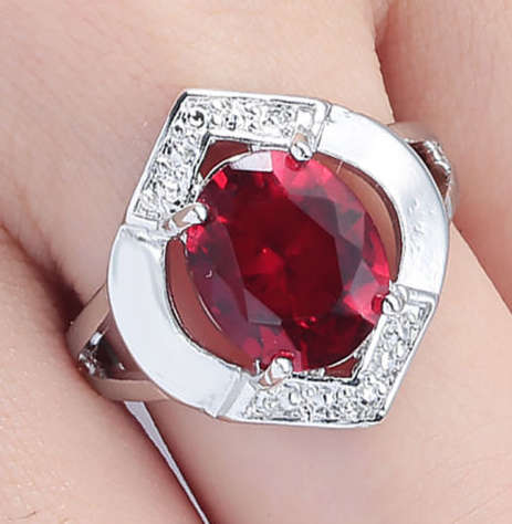 Cr Flashy Red Topaz Set in 925 Sterling Silver Imported Filled Ring with 925 Marking