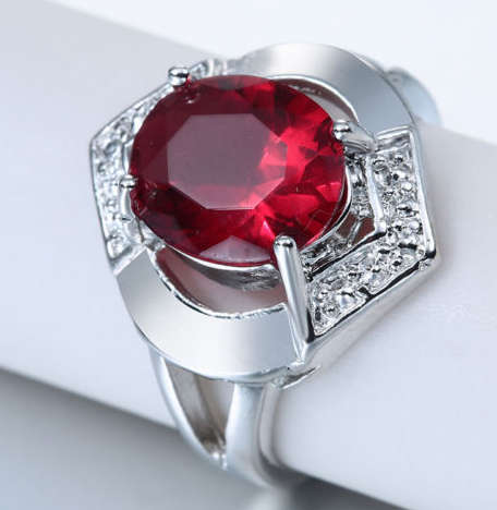 Cr Flashy Red Topaz Set in 925 Sterling Silver Imported Filled Ring with 925 Marking