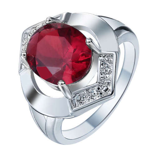 Cr Flashy Red Topaz Set in 925 Sterling Silver Imported Filled Ring with 925 Marking