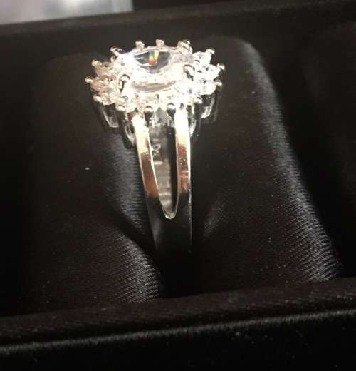 Flashing Diamante Set in 925 Sterling Silver Imported Filled Ring with 925 Marking