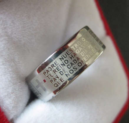 Stylish 316L Stainless Steel Bible Lord's Prayer Unisex Cross Rings