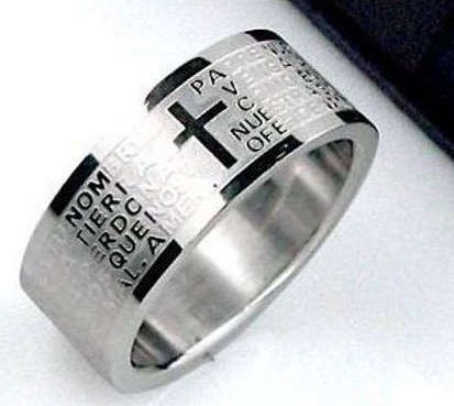 Stylish 316L Stainless Steel Bible Lord's Prayer Unisex Cross Rings