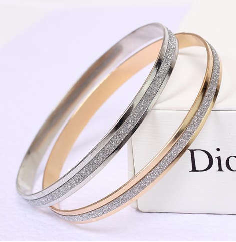 Gorgeous 6mm Imported 2 x Silver or Gold Plated Glitter Bangles