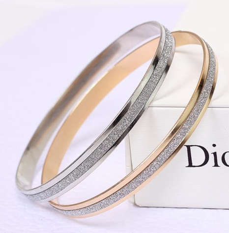 Gorgeous 6mm Imported 2 x Silver or Gold Plated Glitter Bangles