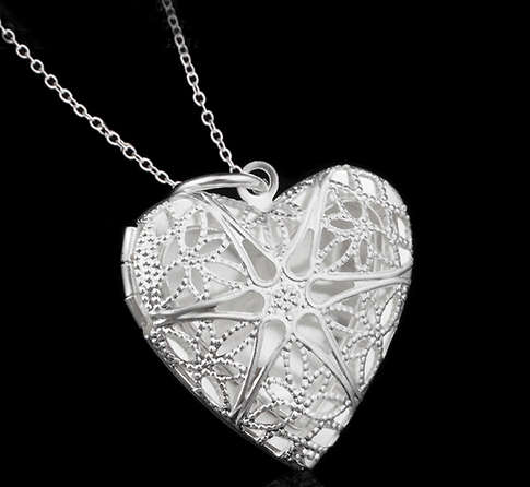 Sparkling Heart Shape Locket with 925 Sterling Silver Imported Filled Neck Chain