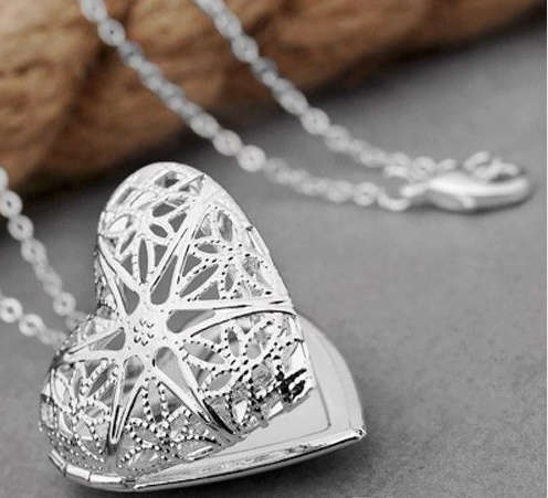 Sparkling Heart Shape Locket with 925 Sterling Silver Imported Filled Neck Chain