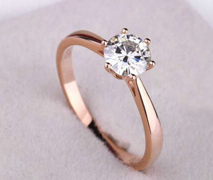 Elegant Diamante Set in 18ct Rose Gold Imported Filled Ring